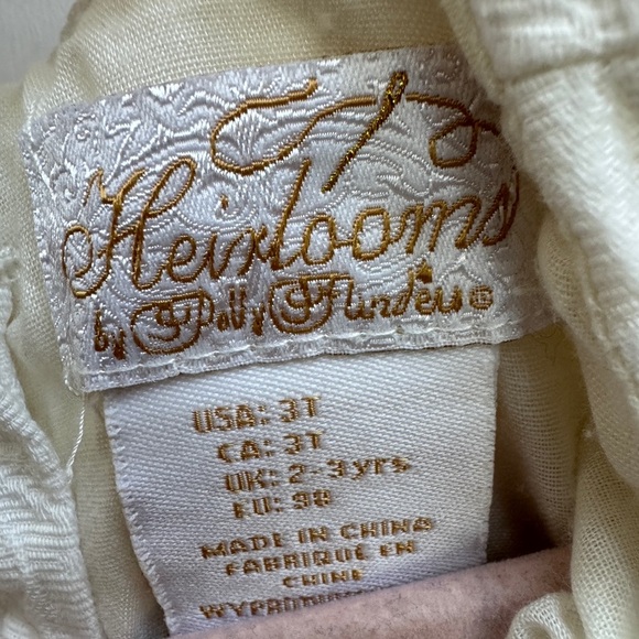 Heirlooms 3T Girls Cream and Brown Sleeveless Dress with Elegant Design - Picture 4 of 5